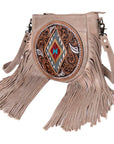 American Darling Messenger Hand Tooled Hair-On Genuine Leather women bag western handbag purse