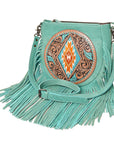 American Darling Messenger Hand Tooled Hair-On Genuine Leather women bag western handbag purse