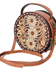 American Darling Canteen Hand Tooled Genuine Leather Women Bag Western Handbag Purse