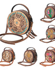 American Darling Canteen Hand Tooled Genuine Leather Women Bag Western Handbag Purse