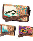 American Darling Organiser Hand Tooled Saddle Blanket Genuine Leather Women Bag Western Handbag Purse