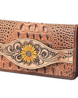 American Darling Wallet Hand Tooled Crocodile Embossed Genuine Leather Women Bag Western Handbag Purse
