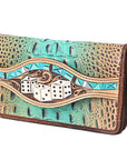 American Darling Wallet Hand Tooled Crocodile Embossed Genuine Leather Women Bag Western Handbag Purse