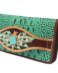 American Darling Clutch Hand Tooled Crocodile Embossed Genuine Leather Women Bag Western Handbag Purse