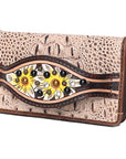 American Darling Clutch Hand Tooled Crocodile Embossed Genuine Leather Women Bag Western Handbag Purse