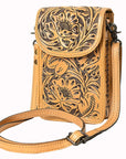 American Darling Cell Phone Holder Hand Tooled Genuine Leather Women Bag Western Handbag Purse