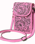 American Darling Cell Phone Holder Hand Tooled Genuine Leather Women Bag Western Handbag Purse