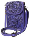 American Darling Cell Phone Holder Hand Tooled Genuine Leather Women Bag Western Handbag Purse