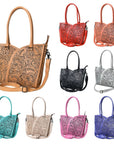 Tote Hand Tooled Genuine Leather women bag western handbag purse