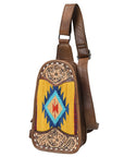 American Darling Sling Hand Tooled Upcycled Wool Genuine Leather Women Bag Western Handbag Purse