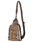 American Darling Sling Beautifully Hand Tooled Hair-On Genuine Leather women bag western handbag purse