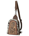 American Darling Sling Beautifully Hand Tooled Hair-On Genuine Leather women bag western handbag purse