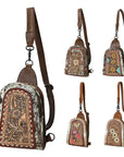 American Darling Sling Beautifully Hand Tooled Hair-On Genuine Leather women bag western handbag purse
