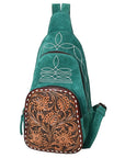 American Darling Sling Hand Tooled Genuine Leather Women Bag Western Handbag Purse