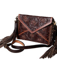 American Darling ADBG476ANTBR Envelope Hand Tooled Genuine Leather Women Bag Western Handbag Purse