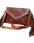 American Darling ADBG476ANTBR Envelope Hand Tooled Genuine Leather Women Bag Western Handbag Purse