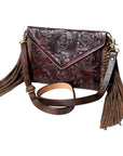 American Darling ADBG476ANTBR Envelope Hand Tooled Genuine Leather Women Bag Western Handbag Purse