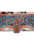 American Darling ADBG487BR Wallet Hand Tooled Hair On Genuine Leather Women Bag Western Handbag Purse