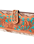American Darling ADBG487BR Wallet Hand Tooled Hair On Genuine Leather Women Bag Western Handbag Purse