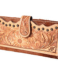 American Darling ADBG487BR Wallet Hand Tooled Hair On Genuine Leather Women Bag Western Handbag Purse
