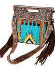 American Darling ADBG496A Clutch Hand Tooled Saddle Blanket Genuine Leather Women Bag Western Handbag Purse