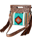 American Darling ADBG496A Clutch Hand Tooled Saddle Blanket Genuine Leather Women Bag Western Handbag Purse