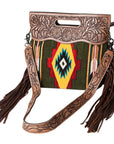 American Darling ADBG496A Clutch Hand Tooled Saddle Blanket Genuine Leather Women Bag Western Handbag Purse