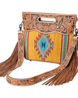 American Darling ADBG496A Clutch Hand Tooled Saddle Blanket Genuine Leather Women Bag Western Handbag Purse