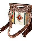 American Darling ADBG496A Clutch Hand Tooled Saddle Blanket Genuine Leather Women Bag Western Handbag Purse
