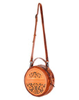 American Darling ADBG498A Canteen Hand Tooled Genuine Leather Women Bag Western Handbag Purse