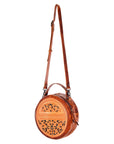 American Darling ADBG498A Canteen Hand Tooled Genuine Leather Women Bag Western Handbag Purse