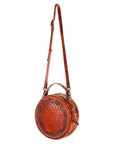 American Darling ADBG498A Canteen Hand Tooled Genuine Leather Women Bag Western Handbag Purse