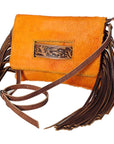 American Darling ADBG501A Clutch Hand Tooled Hair On Genuine Leather women bag western handbag purse