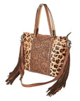 American Darling ADBG502ABRAH Tote Hand Tooled Hair-On Genuine Leather Women Bag Western Handbag Purse