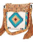 American Darling Signature Crossbody Hand Tooled Saddle Blanket Genuine Leather Women Bag Western Handbag Purse