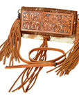 American Darling ADBG526ACGO Wallet Hand Tooled Hair-On Genuine Leather Women Bag Western Handbag Purse