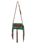 American Darling ADBG526ACGO Wallet Hand Tooled Hair-On Genuine Leather Women Bag Western Handbag Purse