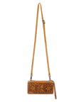 American Darling ADBG535BR Wallet Hand Tooled Genuine Leather Women Bag Western Handbag Purse