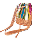 American Darling ADBG569A Bucket Hand Tooled Saddle Blanket Genuine Leather Women Bag Western Handbag Purse