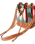 American Darling ADBG569A Bucket Hand Tooled Saddle Blanket Genuine Leather Women Bag Western Handbag Purse