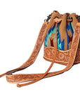 American Darling ADBG569A Bucket Hand Tooled Saddle Blanket Genuine Leather Women Bag Western Handbag Purse