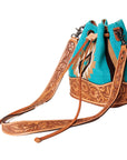 American Darling ADBG569A Bucket Hand Tooled Saddle Blanket Genuine Leather Women Bag Western Handbag Purse
