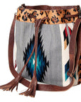 American Darling ADBG574D1 Large Crossbody Saddle Blanket Hair On Genuine Leather Women Bag Western Handbag Purse