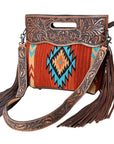 American Darling Clutch Hand Tooled Saddle Blanket Genuine Leather Women Bag Western Handbag Purse