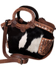 American Darling Hand Tooled Hair On Genuine Leather Women Bag Western Handbag Purse