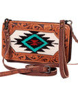 American Darling Hand Tooled Hair On Genuine Leather Women Bag Western Handbag Purse