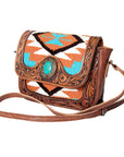 American Darling Hand Tooled Saddle Blanket Genuine Leather Women Bag Western Handbag Purse