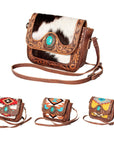 American Darling Hand Tooled Saddle Blanket Genuine Leather Women Bag Western Handbag Purse