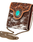 American Darling Hand Tooled Hair On Genuine Leather Women Bag Western Handbag Purse