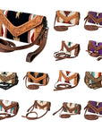 American Darling Hand Tooled Saddle Blanket Genuine Leather Women Bag Western Handbag Purse